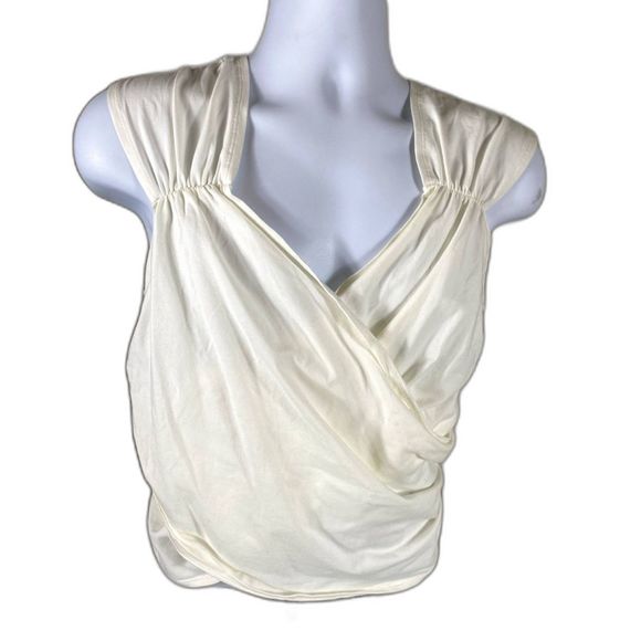 NWT Maeve By Anthropologie Size L White Faux Wrap Surplice  Surplice Sleeveless - Picture 1 of 10